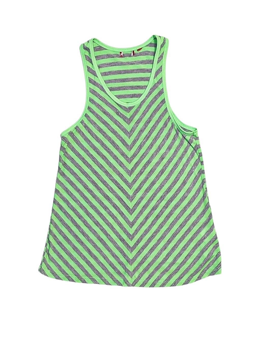 GIRL'S Green And Grey Striped Tank Top Size 10/12